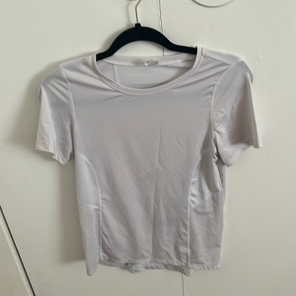 White athletic tee